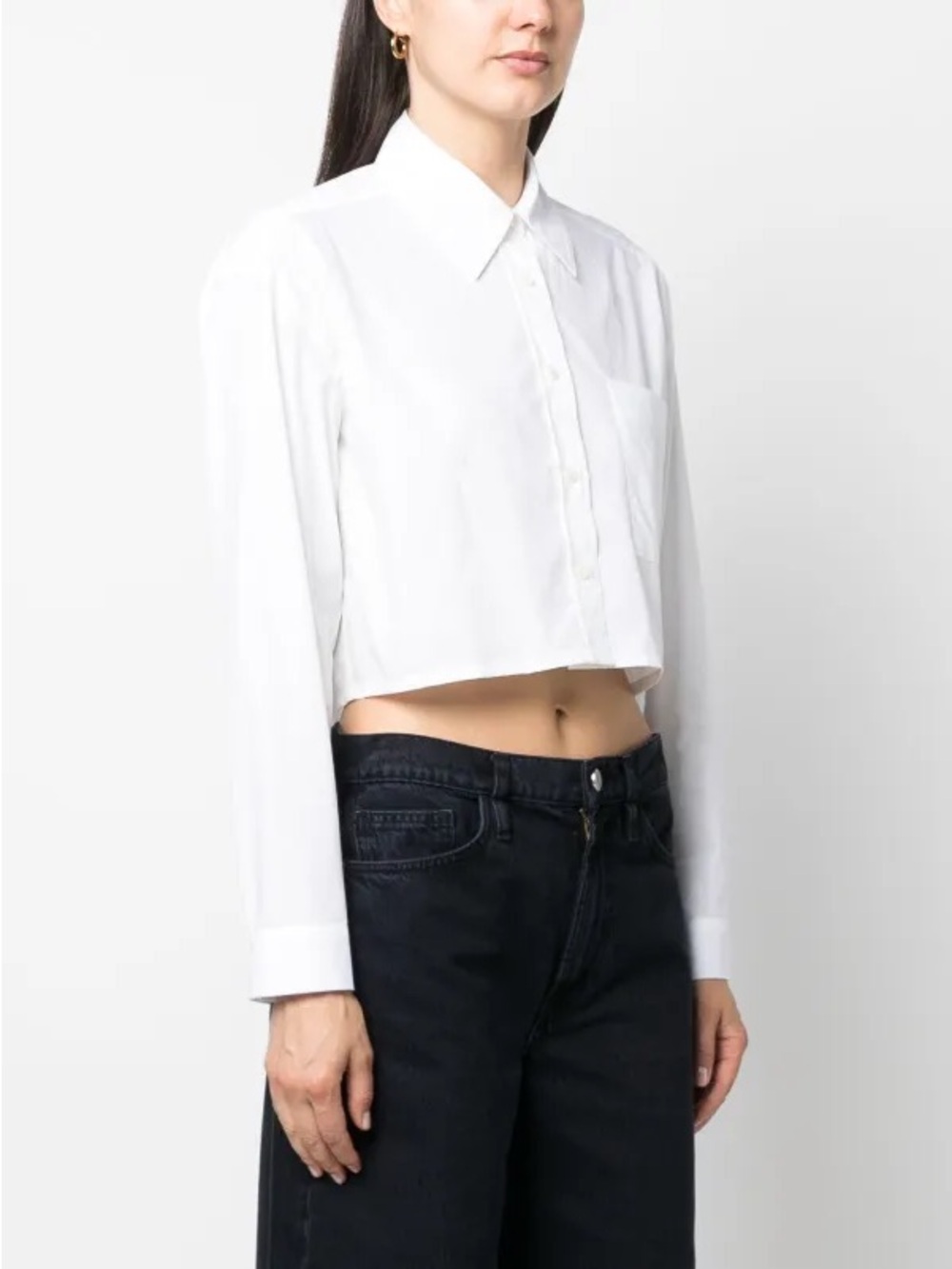 ba&sh Long Sleeve Cropped Button Down Shirt
